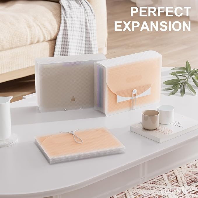 ThinkTex Accordion File Organizer, 12 - Pocket Expanding File Folders for Paper Receipts, Bills&Taxes Organizer, Letter/A4 Size Document Holder for School, Office, Home with Colorful tabs-Orange