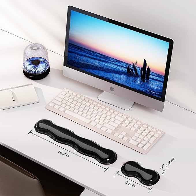 Gel Keyboard and Mouse Wrist Rest Set, Comfort Ergonomic Wrist Support, for Wrist Pain Relief, Computer Keyboard Wrist Rest (Black)