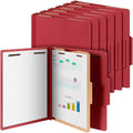 Skyygemm 12 Pcs Classification Folders Letter Size, 1 Divider Pressboard File Folder with Fasteners, Expanding File Organizer Bulk for Teachers, Clergy, Office, Church, Christmas Donations (Red)