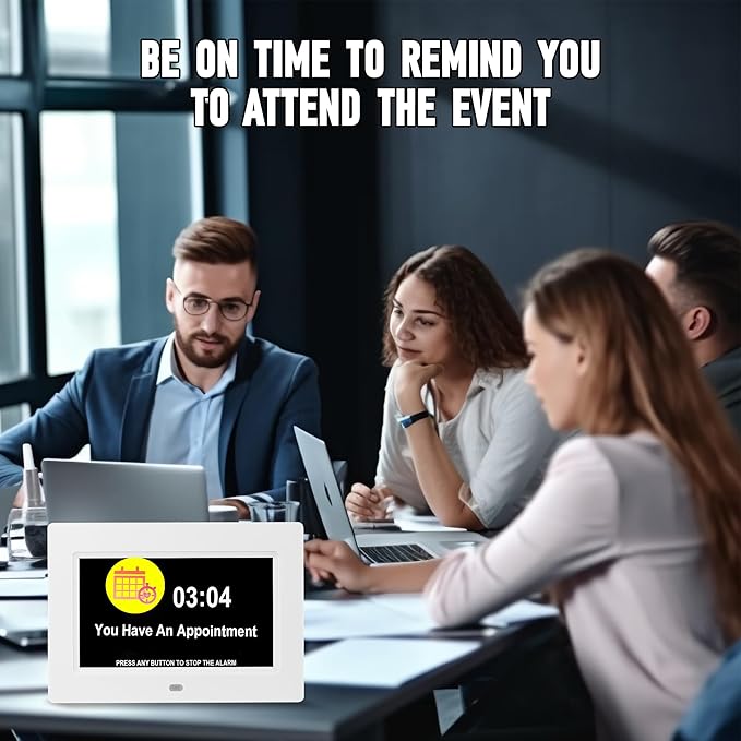 Digital Alarm Clock, Multiple Alarm Functions, Clock with Date and Week, Digital Alarm and Electronic Calendar for Seniors (White, 7inch WiFi)