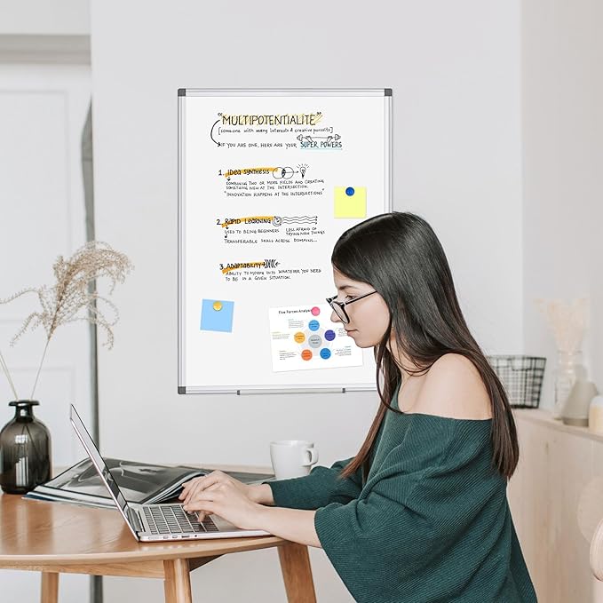 WALGLASS Large Dry Erase White Board for Wall, 72'' x 40'' Double-Sided Magnetic Whiteboard with Aluminium Frame, Hanging & Wall Mount for Home Office School