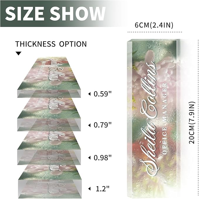 Custom Name Plate - Acrylic Desk Name Plate Personalized, Office Decor, Employee Appreciation Gifts, Funny Office Gifts for Coworkers Boss Teacher (Hazy Flower)