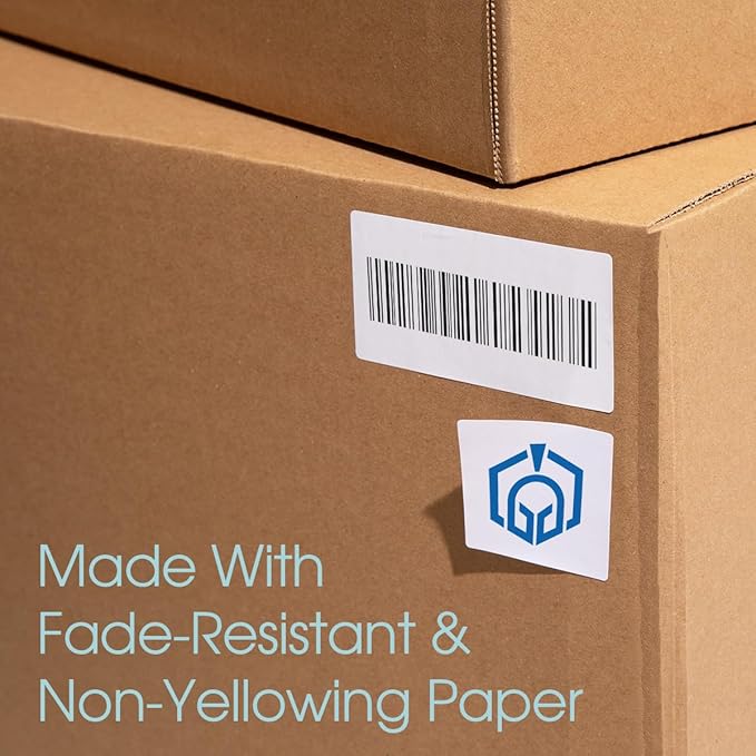 3 1/3" X 4" Matte White Shipping Labels Compatible with Inkjet and Laser Printers - 500 Sheets, 3000 Printable Stickers for Mailing, Product IDs, Organization - Spartan Industrial Template R015