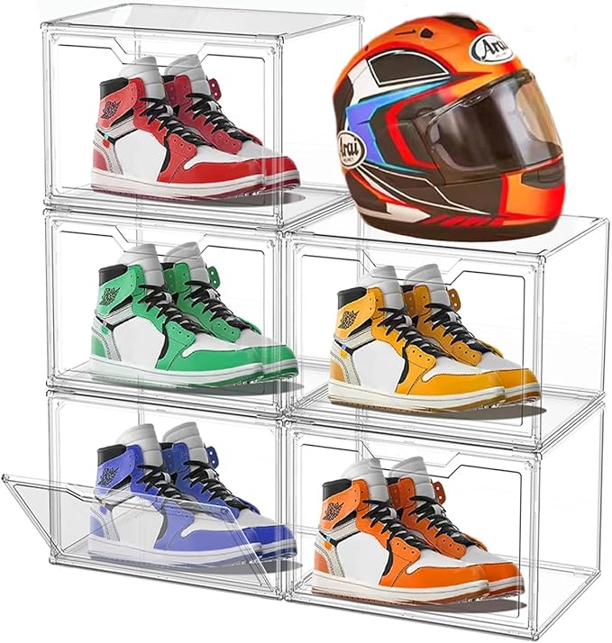 Magnetic Acrylic Clear Shoe Boxes – 360° Transparent Stackable Sneaker Storage & Organizer Box, Professional Shoe Display Case & Multipurpose Storage Bin for Closet (5pcs)