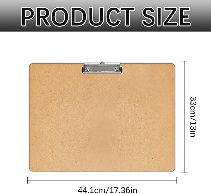 1 PCS Extra Large 11x17 Clipboard, Wood Cleats with Low Profile Clips for Drawing, Sketching, and Art Boards, Horizontal Wood Lapping, Landscape Layout (3Mm Thickness)