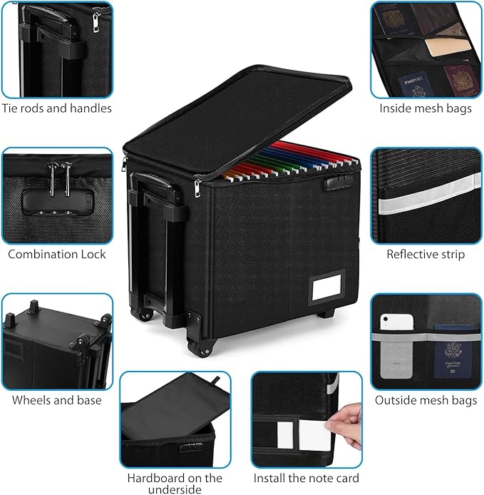 Teacher Rolling Cart - Fireproof File Cabinets for Document Safety, Portable Rolling Crate with Wheels for Teachers, for Teaching, Office