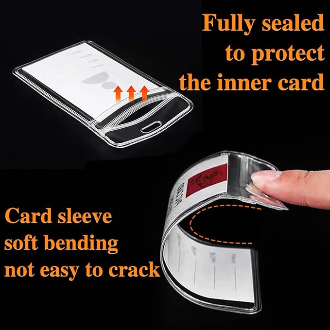 250 Pack Name ID Badge Holder-Plastic Badge Holder for Lanyard, Vertical Extra Thick 3.9" x 2.7" Waterproof Name tag Holder for School/Office/Hospital/Exhibition/Party/Cards Credit Card