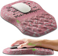 Ergonomic Slope Mouse Pad Wrist Support, Wrist Rest Mousepad for Carpal Tunnel Pain Relief with Massage Bulge and Slow Rebound Memory Foam (12x8 inch, Pink Stay Positive)