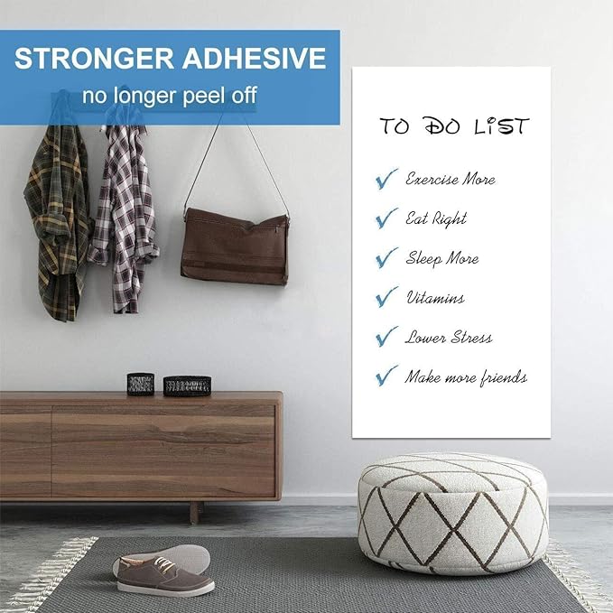 AFMAT Dry Erase Board Sticker, 48 x 36 inches White Board Wallpaper, Dry Erase Sticker for Wall, 4' x 3' Peel and Stick Whiteboard Contact Paper, Adhesive Whiteboard Roll, No Ghost, 3 Markers WS23