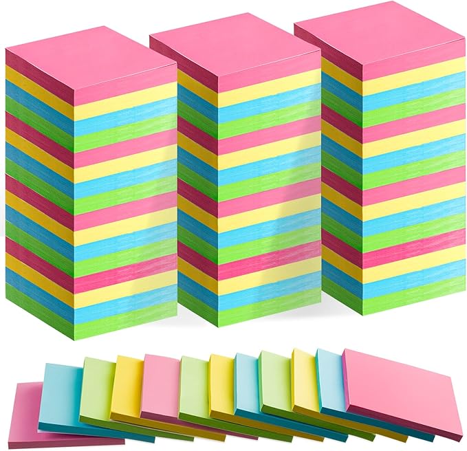 Fainne 120 Pack Sticky Notes Bulk 3 x 3 inch Self Stick Note Pads Multicolor Paper Memo for Office School Supplies Student Teacher Classroom Back to School Essentials, 50 Sheet/Pad(Simple Color)