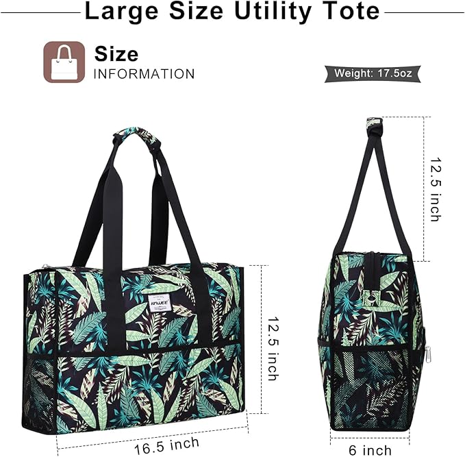 Utility Tote Bag with Laptop Compartment Luggage Sleeve Zippered Multi-pocket Commute Shoulder Purse for Nursing/Work