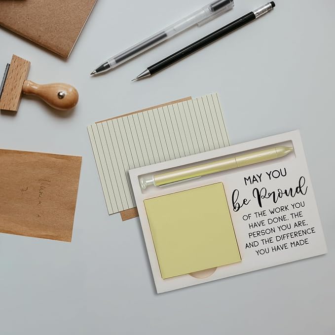 May You Be Proud of The Work You Do, Thank You Appreciation Gifts for Employee Coworker Bestie Sister Friends Retirement Leaving New Job Gift Self-Stick Note Pad Holders ZBA13