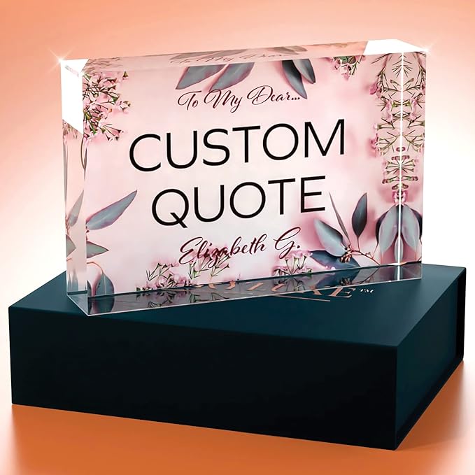 Custom Acrylic Sign Personalized, Custom Desk Name Plate, 18 Styles, (4"x6"), With Gift Box, USA Made by Acryluxe. (Glowing)