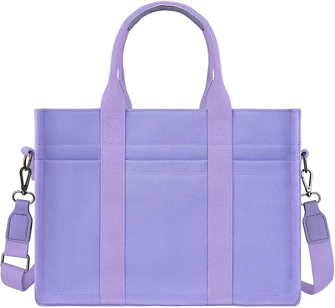 FIORETTO Canvas Tote Bag for Women with Zipper Closure & Individual Compartments for Work College for Teacher & Nurse