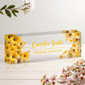 Personalized Name Plate for Desk, Custom Acrylic Desk Name Sign, Office Appreciation Gifts for Women Men Coworkers Boss Teacher Employee (Flower-Sunflower)