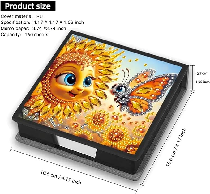 Sunflower Diamond Painting Kit Note Box,Memo Paper Storage Box Diamonds Art,Sticky Note Holder Diamond Art,Diamond Painting Memo Pad For Office Desk. (Sunflower)