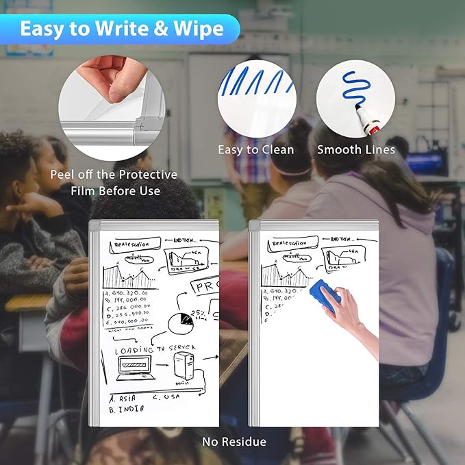 Easel Whiteboard - Magnetic Portable Dry Erase 36 x 24 Tripod Height Adjustable, 3' x 2' Flipchart Easel Stand White Board for Office or Teaching at Home & Classroom (36x24 White)