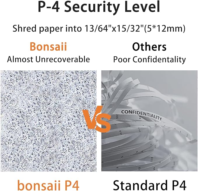 Bonsaii 12-Sheet P-4 Micro-Cut Shredder, 60-Min Continuous Use, Shreds Paper, Credit Cards & CDs, 4-Gal Transparent Bin, Mobile Casters – Black