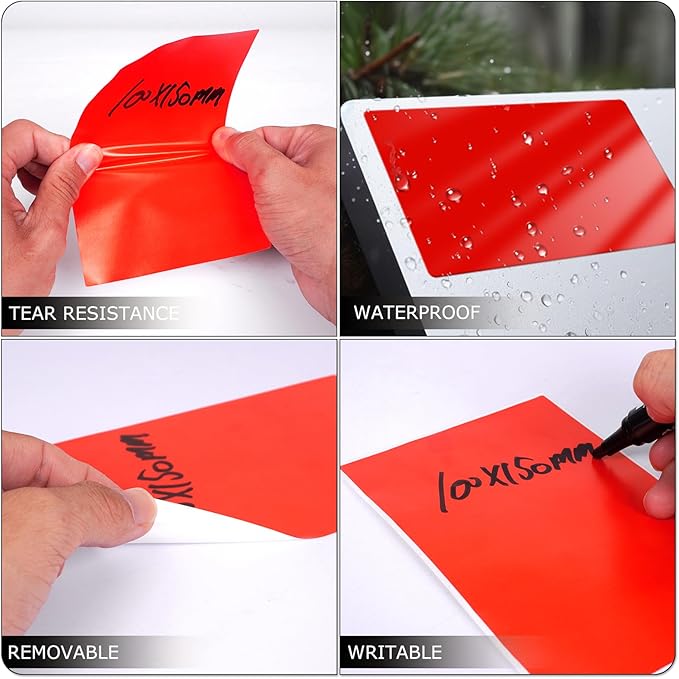 Meitaat Red Rectangle Stickers 6 x 4 Inch Color Coding Labels Vinyl Roll Self-Adhesive Waterproof Removable 250 PCS