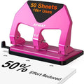 AFMAT 3 Hole Punch Heavy Duty, 50-Sheet Three Hole Punch, 50% Reduced Effort, 10,000+ Uses, 9/32" Holes, S.S. Paper Guide, 3 Hole Puncher for Binder, Metal Hole Puncher for Home Office School HP20