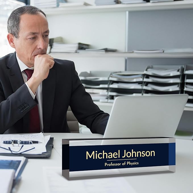 Desk Name Plate Personalized, Custom Name Plate for Desk, Acrylic Desktop Accessories, Office Gift & Decor for Women Men, Teacher Nurse Boss Employee Appreciation Gifts