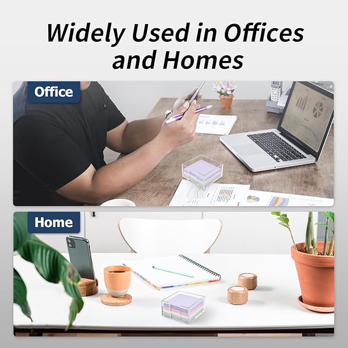 Acrylic Sticky Note Holder, 3 x 3 Crystal Clear Acrylic Notepad Holder Sticky Note Dispenser for Dorm Room and Office Desk Organizer