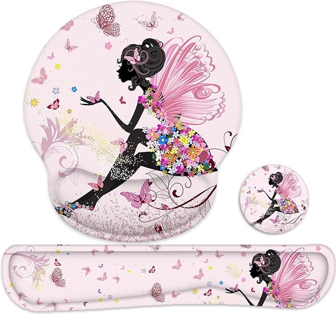 Lateefah Mouse Pad with Wrist Rest, 3-in-1 Gaming Mouse Pad, Keyboard Wrist Rest, Ergonomic Memory Foam Mousepad with Wrist Support for Computer Keyboard