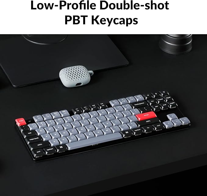Keychron K1 Pro TKL Layout Ultra-Slim QMK/VIA Custom Bluetooth Wireless/USB Wired Mechanical Keyboard with Hot-Swappable Low-Profile Gateron Red Switch, RGB Backlight PBT Keycaps for Mac Windows Linux