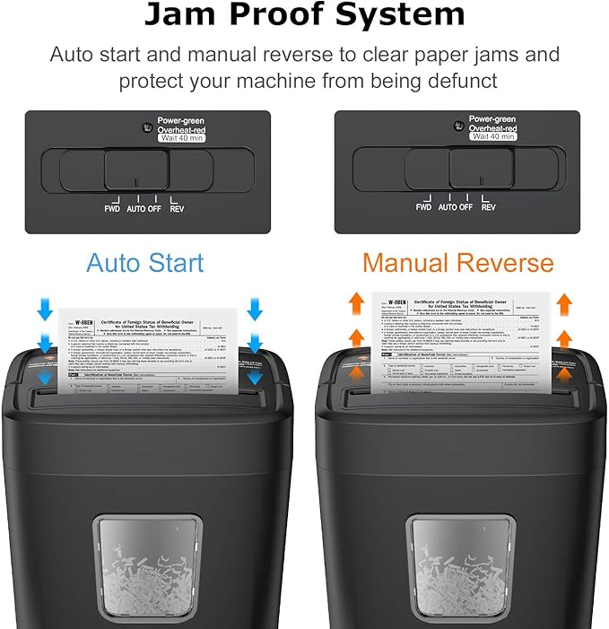 Bonsaii Paper Shredder, 8-Sheet Crosscut Home Office Shredder with 4.2 Gallon Bin, P-4 Security Level Document Shredder Shred Credit Card/Mail/Staple/Clip (C261-C Updated)