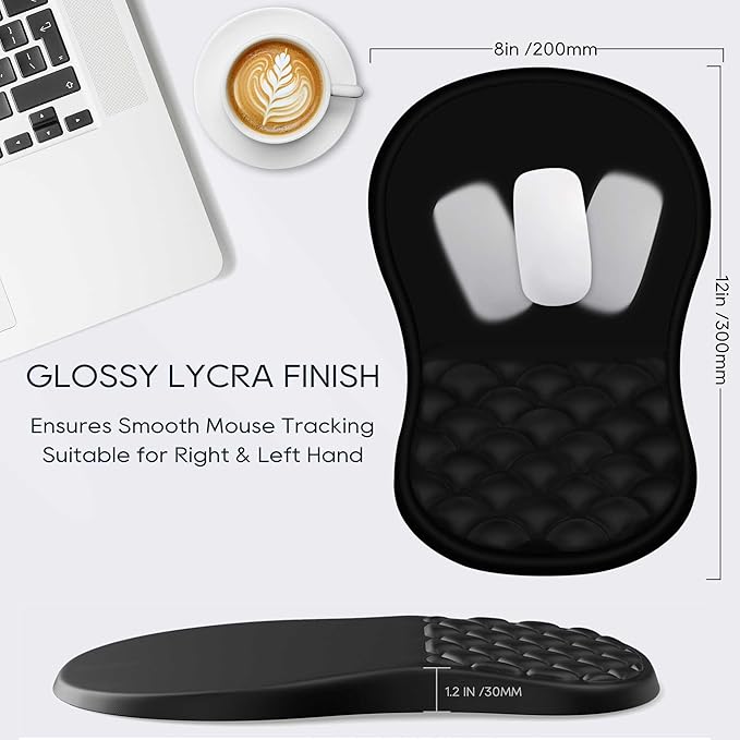 Ergonomic Mouse Pad Wrist Support with Memory Foam&Non-Slip Pu Base Cushion Massage Bump,Mouse Pad with Wrist Rest for Carpal Tunnel Pain Relief,Work from Home Essentials