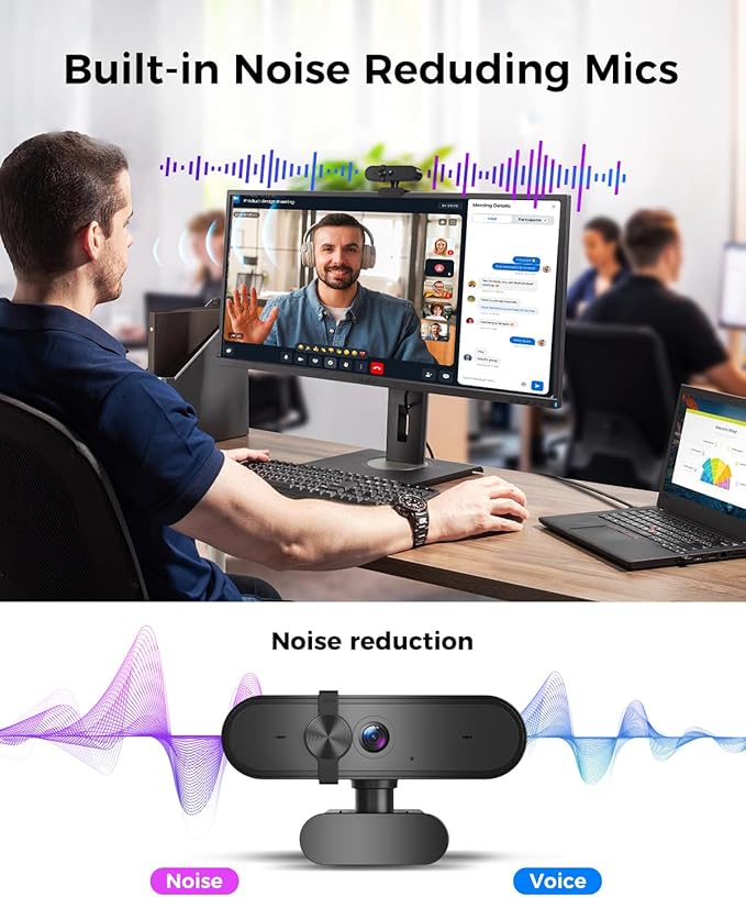 Edew 1080P Webcam Computer Camera with Microphone & Wide View - Auto Light Correction Webcam for PC, Mac, Laptop, Desktop - Built-in Privacy Cover Plug & Play USB for Zoom/Skype/Streaming