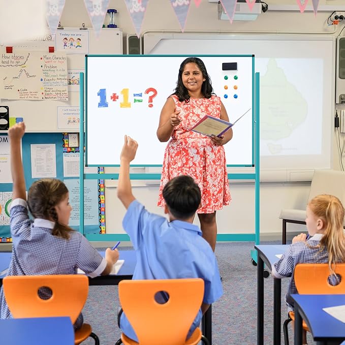 TSJ OFFICE Large Rolling Whiteboard - Dry Erase Magnetic 48 x 32 Inches White Board Height Adjust Double Sides Mobile Portable Easel on Wheels, Dry Erase Board with Stand for Office, Home & Classroom