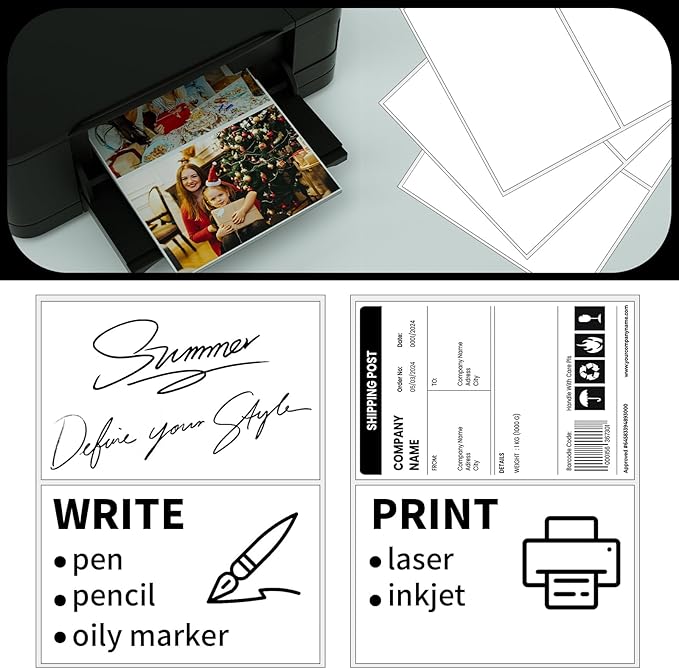 25 Sheets 50 Labels Half Sheet Self Adhesive Shipping Labels for Laser & Inkjet Printers,8.5" x 5.5" Shipping Mailing Label,White