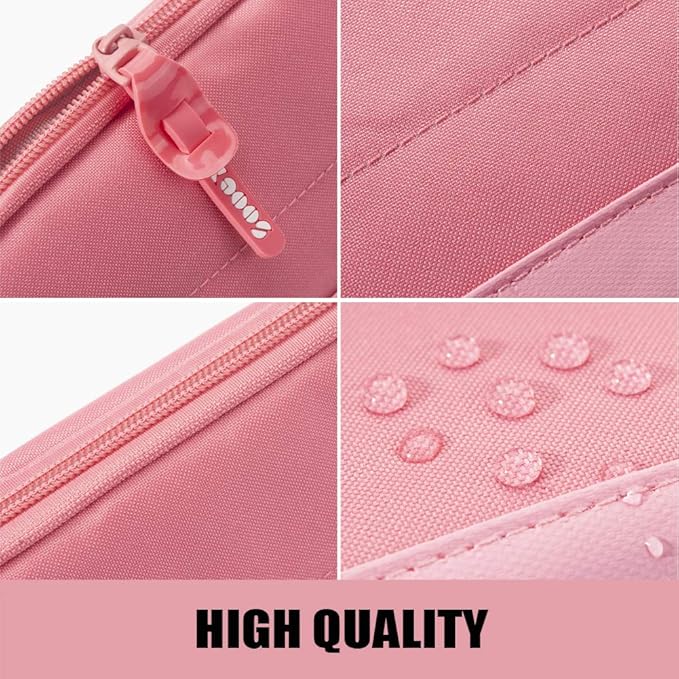 Sooez Wide-Opening Pencil Pen Case, Lightweight & Spacious Pencil Pouch Zipper Stationery Bag, Aesthetic Supply with Triangular Design for Adults, Pink