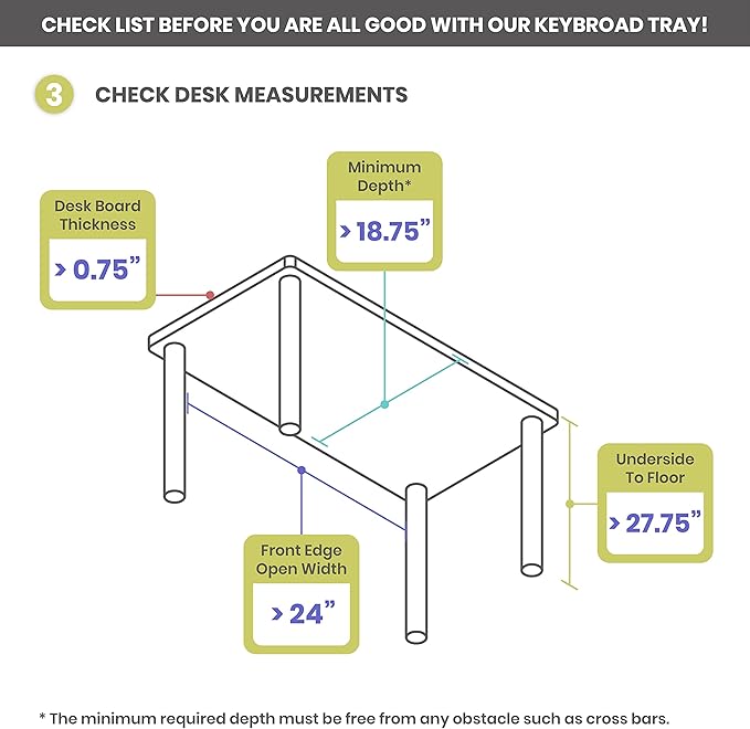 Under Desk Keyboard Tray, 20" x 11" Tray, 17.75" Track, One Knob Control, Undermount Sliding Computer Keyboard and Mouse Tray with Wrist Rest, Swivels 360° with Adjustable Height and ±15° Tilt