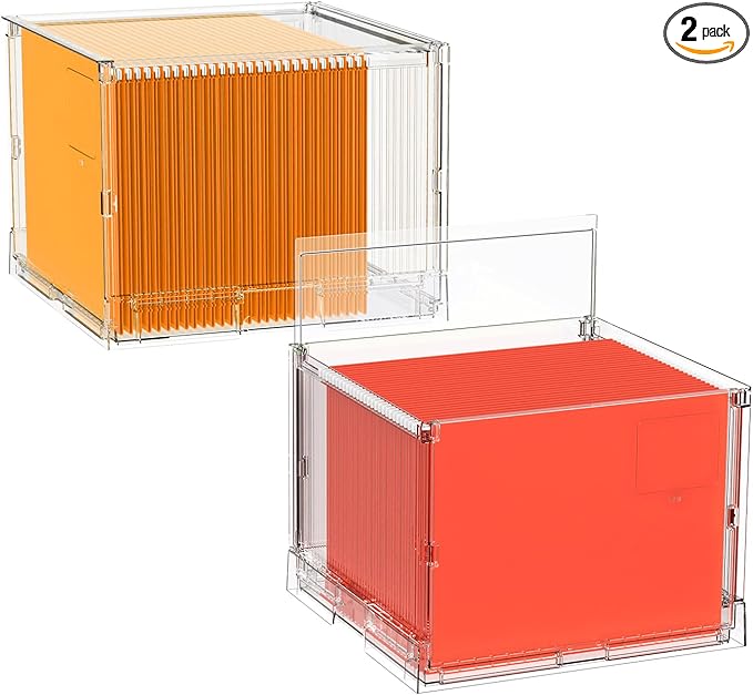 UMAIL File Box,Hanging File Organizer,Portable Storage Bins with Lids,Letter-size File Holder File Cabinet for Office/Home/Decor No Folders(2Pack)