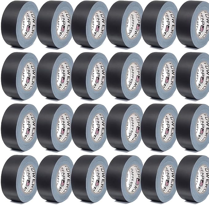Gaffer Power Real USA Professional Grade Gaffer Tape, Made in The USA, Heavy Duty Gaffers Tape, Non-Reflective, Multipurpose. 2 Inches x 30 Yards, Black (Case of 24)