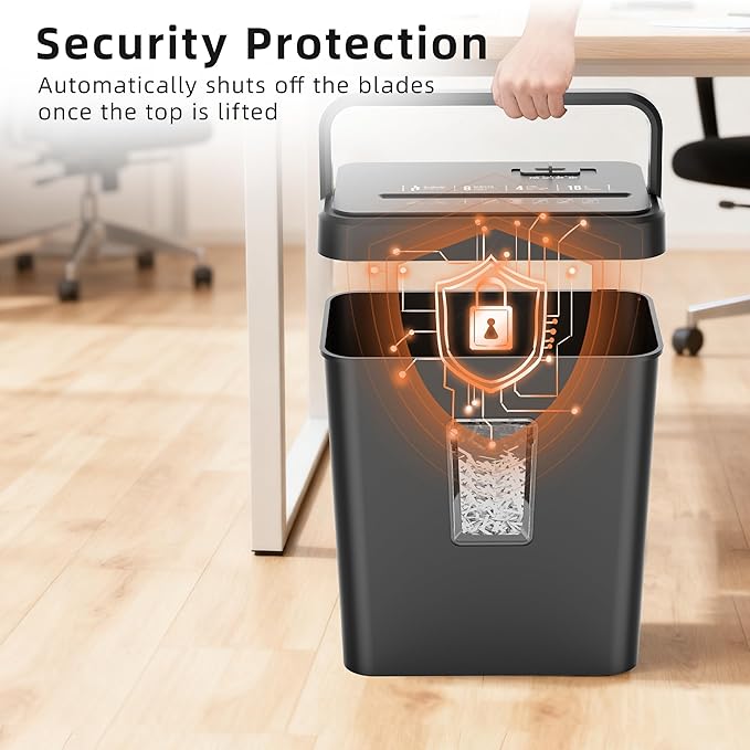 8-Sheet Cross Cut Paper Shredder P-4 Security with 4.2 Gal Bin & Portable Handle, Credit Card/Staple/Clip Shredder for Home Office Use