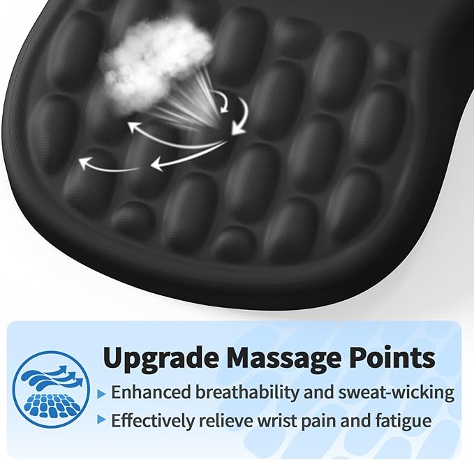 YIWEI Ergonomic Mouse Pad with Wrist Support - Gel Memory Foam Mouse Mat for Computer Keyboard & Laptop - Non-Slip Base, Pain Relief for Home Office & Gaming - Black