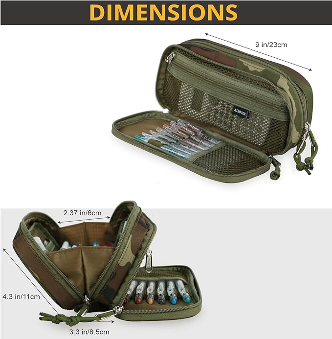 Tactical Pencil Case for Boy,Large Capacity Pencil Pouch,Marker Organizer Case Pen Box, Tool Bag Desk Organizer for School College Office Organizers for Kids Men Women Adult Teens(Camo Green)