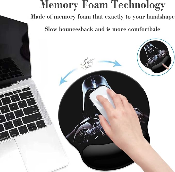 Black Mouse Pad with Wrist Rest,Non-Slip Rubber Base for Comfortable Gaming Mousepad - Ergonomic Mouse Pad with Wrist Support Suitable for Laptop Desktop and Work, Office Desk Accessory