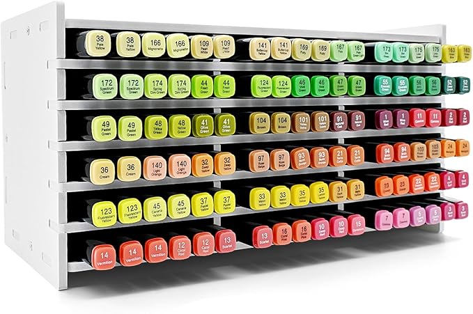 Marker Storage Organizer, Marker Holder for 108 Markers, Pens, Watercolor Brushes, and Colored Pencils – Desktop Art Supply Organizer for Home, Office, and Classroom