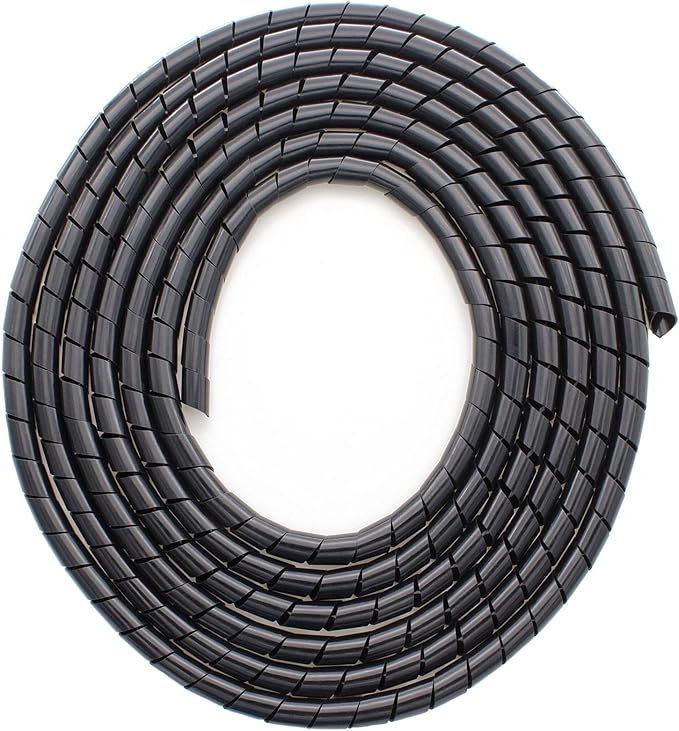 CSZD Spiral Cable Wrap,10ft – 1/4 inch Spiral Wire Wrap Cord Covers Bundle Sleeve Hose for PC TV Computer Electrical Wire Organizer,Tangle Stop Cord Cover and Detangler,Black