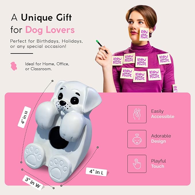 Resin Made 3" x 3" Cute Sticky Note Holder for Desk | Doodle Compatible Accordion Style Dog Pop Up Post it Note Dispenser, Pop Up Sticky Notes Dispenser for Office Holds, School & Office Desk Supplies