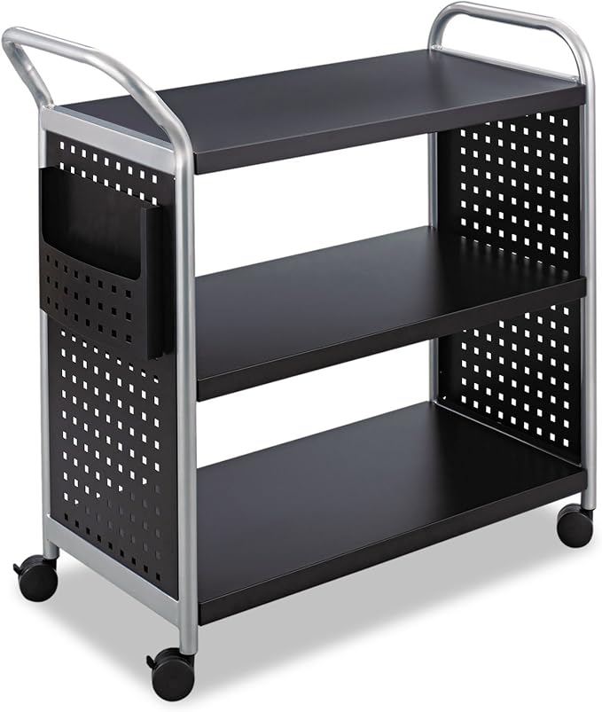 Safco 3-Shelf Scoot Utility Cart, Black