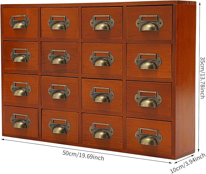 Vintage 16-Drawer Storage Cabinet – Multipurpose Desktop Organizer for Office, Craft & Home