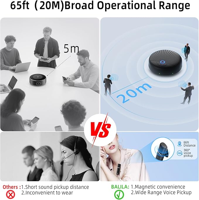 Conference Speaker and Microphone, 10 AI Mics 360° Voice Pickup, Noise Reduction, Echo Cancellation USB Speakerphone for 10 People Business Conference, Compatible with Leading Platforms