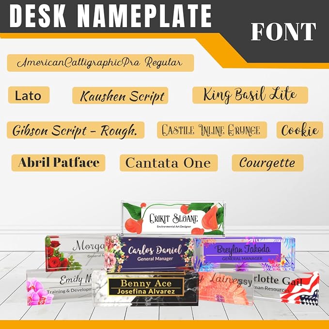 Personalized Name Plate for Desk, Custom Office Decor, Work Gift, Coworker Gift, Desk Nameplate, Desk Sign, Office Gift, Promotion Gift (Orange Calla Lily)