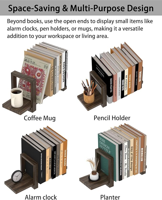 Adjustable Desktop Bookshelf, Retro Tabletop Bookshelf, Desk Shelf for Top of Desk in Living Room, Home, Office, Perfect for Magazine, Books, Cookbooks, No Tools Required to Assemble, Dark Brown