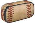 Pardick Sport Big Capacity Pencil Pen Case Old Baseball Large Pencil Pouch with Zipper Compartments Pencil Bag for Boys Girls Adults Student Office School Supplies